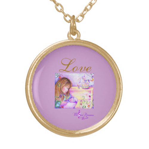 Carousel Dreams Love Round Necklace Gold Finish