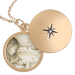 Carousel Dreams Medium Round Gold Finish Locket Necklace