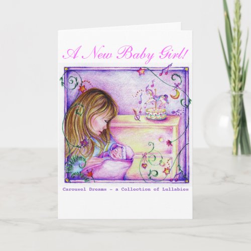 Carousel Dreams New Baby Girl Greeting Card