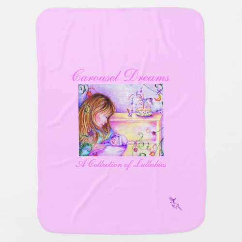Carousel Dreams Pink Fleece Baby Blanket