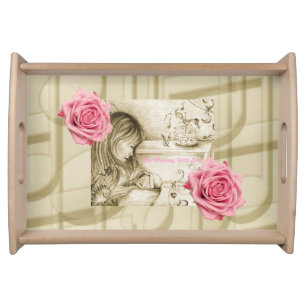Carousel Dreams Pink Roses Serving Tray
