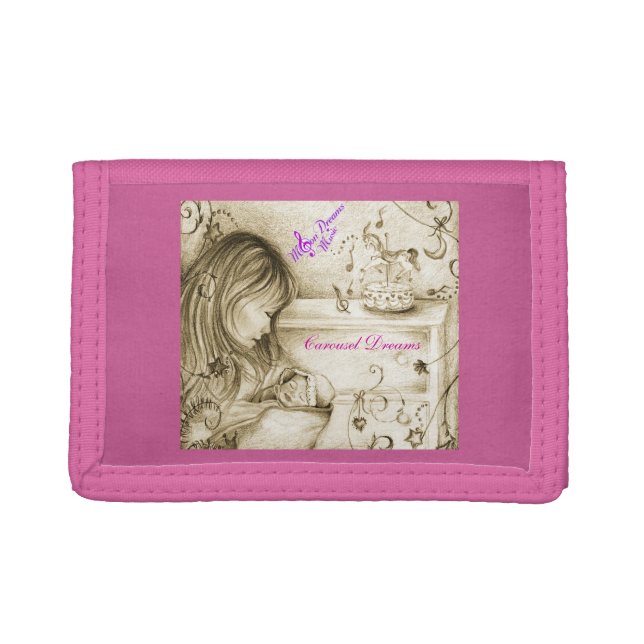Carousel Dreams Pink Trifold Nylon Wallet (Front)