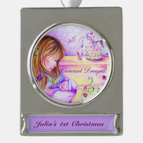 Carousel Dreams Silver Plated Banner Ornament