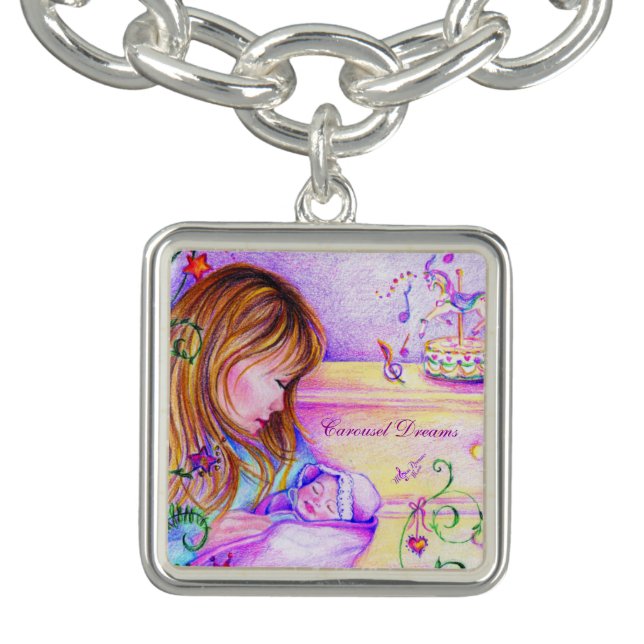 Carousel Dreams Silver Square Charm Bracelet (Design)