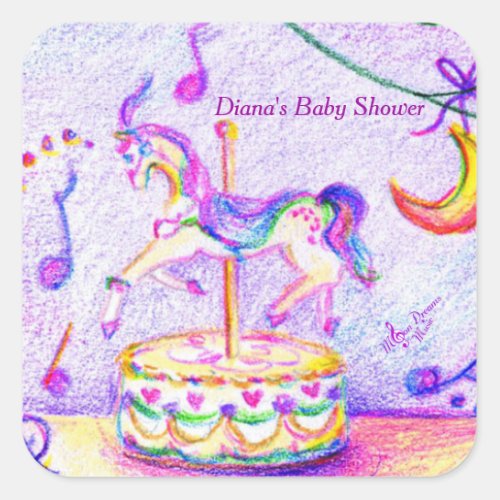 Carousel Dreams Small Square Stickers