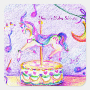 Carousel Dreams Small Square Stickers