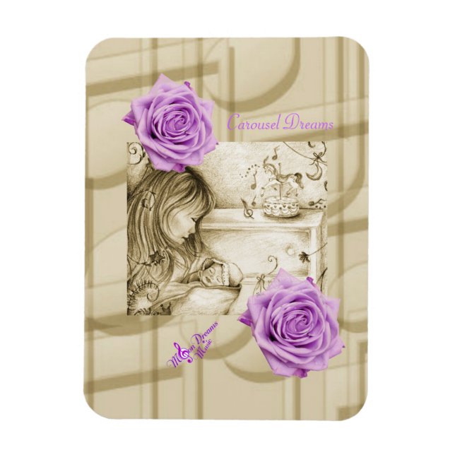 Carousel Dreams Vintage Purple Rose Photo Magnet (Vertical)