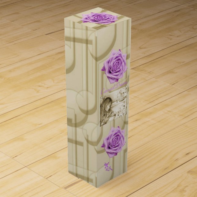 Carousel Dreams Vintage Purple Rose Wine Gift Box (Front)