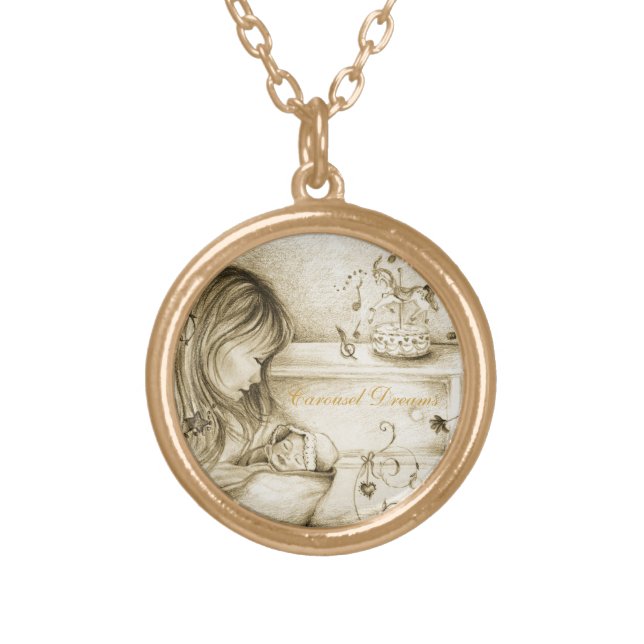 Carousel Dreams Vintage Round Gold Necklace (Front)