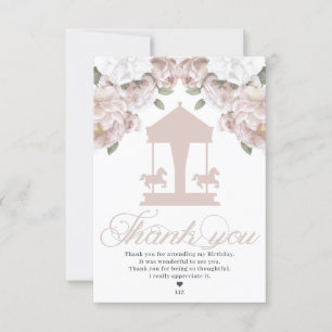 Carousel Floral Soft Pink Birthday Thank You Card