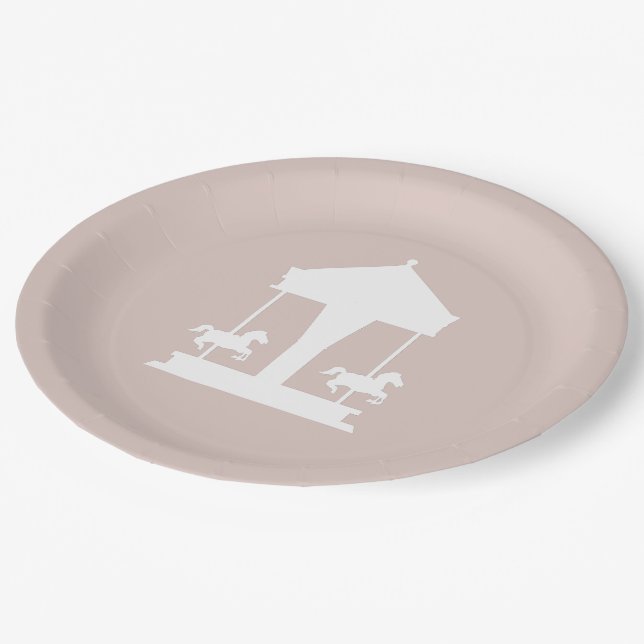 Carousel Floral Soft Pink Paper Plates (Angled)