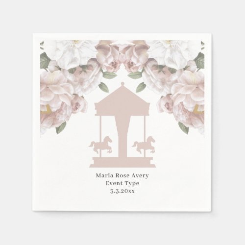 Carousel Floral Soft Pink Personalized Napkins