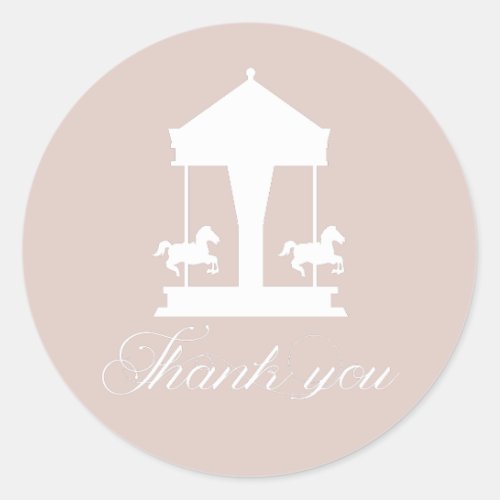 Carousel Floral Soft Pink Thank you Classic Round Sticker