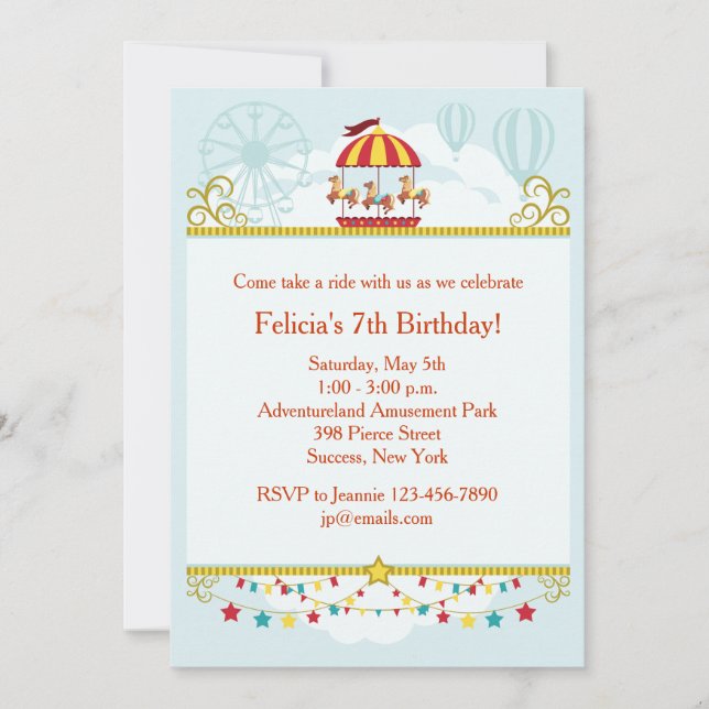 Carousel Fun Invitation (Front)