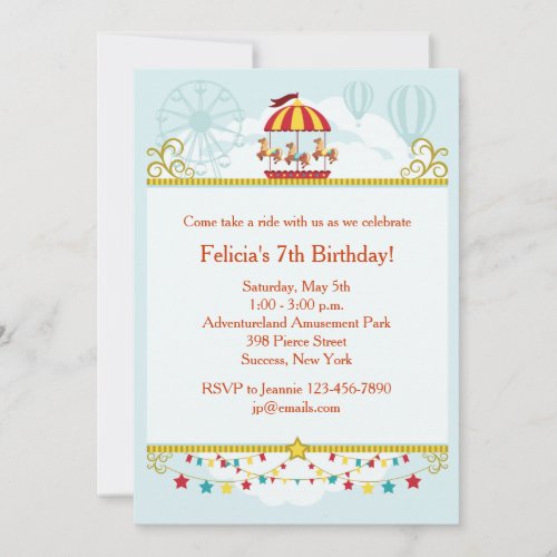 Carousel Fun Invitation