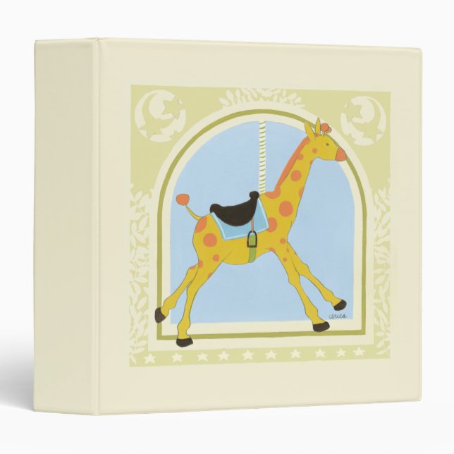Carousel Giraffe by June Erica Vess 3 Ring Binder (Front/Spine)