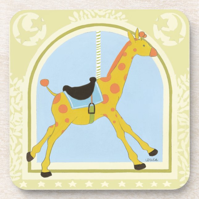 Carousel Giraffe by June Erica Vess Drink Coaster (Front)