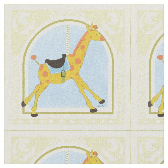 Carousel Giraffe by June Erica Vess Fabric (Close Up)
