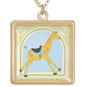 Carousel Giraffe by June Erica Vess Gold Plated Necklace