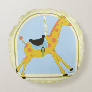 Carousel Giraffe by June Erica Vess Round Pillow