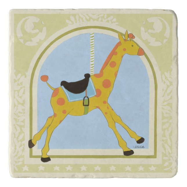 Carousel Giraffe by June Erica Vess Trivet (Front)
