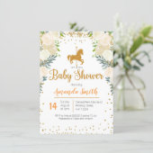 Carousel Gold White Baby Shower invitation (Standing Front)