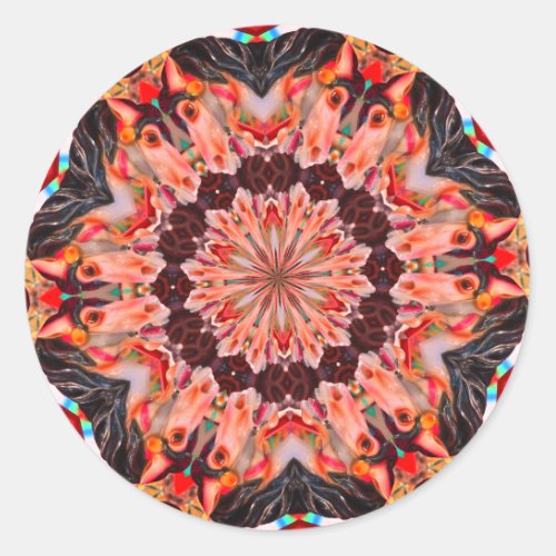 Carousel Horse Abstract Kaleidoscope Art Classic Round Sticker