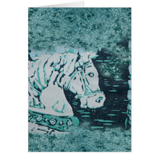 Carousel Horse Aquamarine Cards (Front)