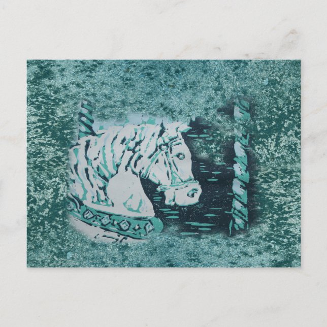 Carousel Horse Aquamarine Postcard (Front)