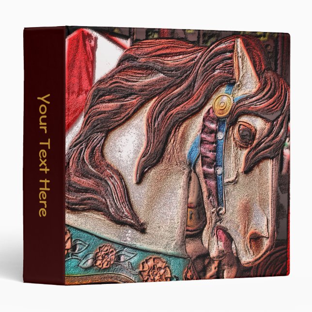 Carousel Horse Art Personalized 3 Ring Binder (Front/Spine)