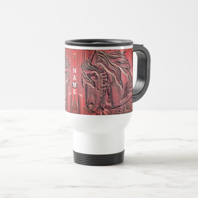 Carousel Horse Art Personalized Travel Mug (Front Right)