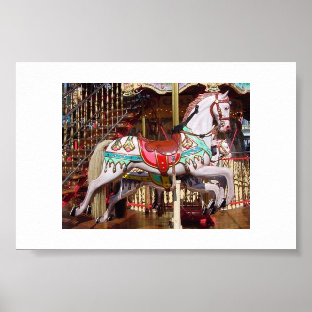 Carousel Horse - Authentic Antique Wood Poster (Front)