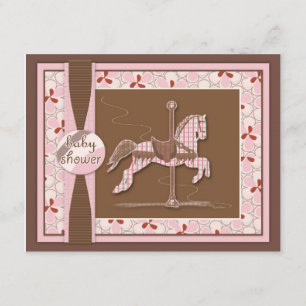 Carousel Horse Baby Girl Shower Invitation