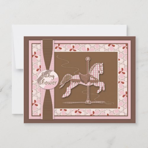 Carousel Horse Baby Girl Shower Invitation
