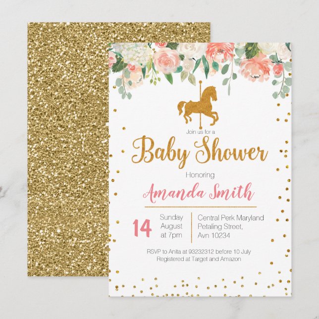 Carousel Horse Baby Shower invitation (Front/Back)