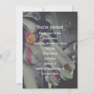 Carousel Horse Black And White Party Invitation
