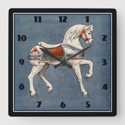 Carousel Horse by Henry Murphy   Square Wall Clock