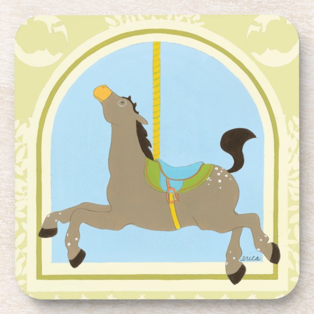Carousel Horse by June Erica Vess Beverage Coaster (Front)