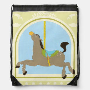 Carousel Horse by June Erica Vess Drawstring Bag