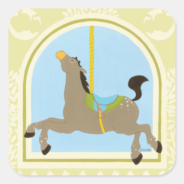 Carousel Horse by June Erica Vess Square Sticker (Front)