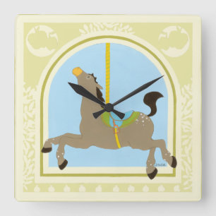 Carousel Horse by June Erica Vess Square Wall Clock