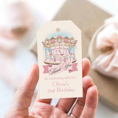 Carousel Horse Carnival Birthday Thank You Gift Tags