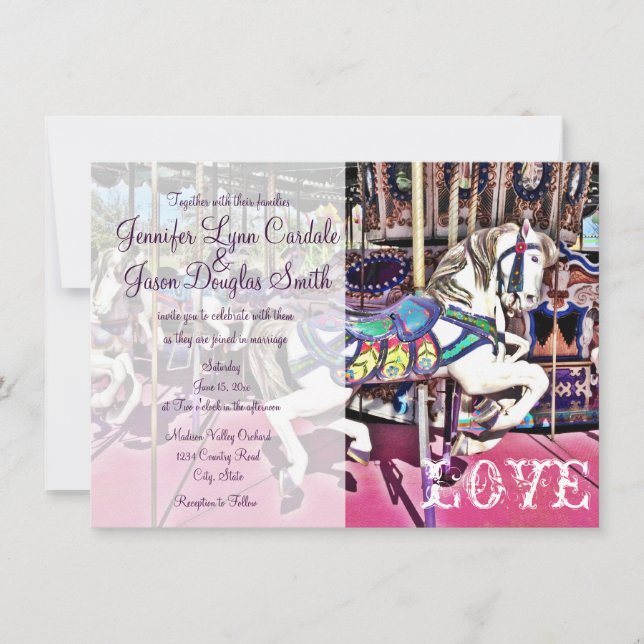 Carousel Horse Carnival Wedding Invitations (Front)