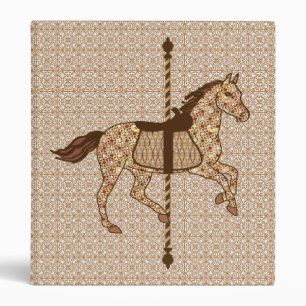Carousel Horse - Chocolate Brown and Tan 3 Ring Binder