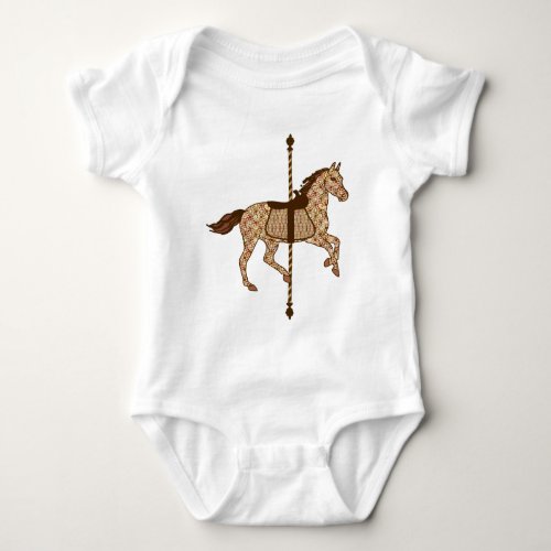 Carousel Horse _ Chocolate Brown and Tan Baby Bodysuit