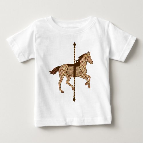 Carousel Horse _ Chocolate Brown and Tan Baby T_Shirt