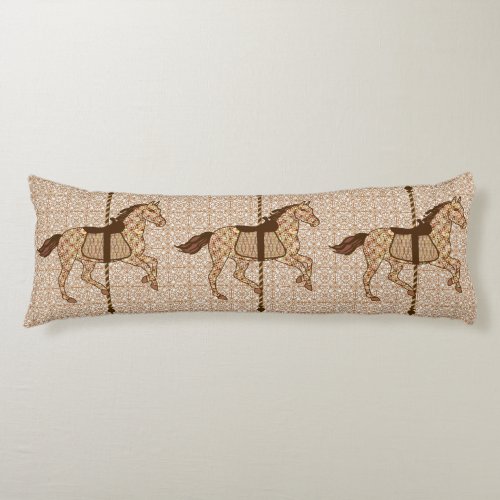 Carousel Horse _ Chocolate Brown and Tan Body Pillow