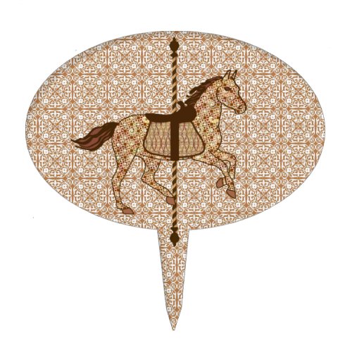 Carousel Horse _ Chocolate Brown and Tan Cake Topper