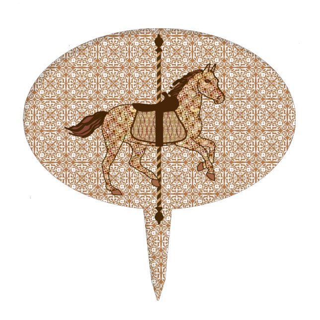 Carousel Horse - Chocolate Brown and Tan Cake Topper (Front)