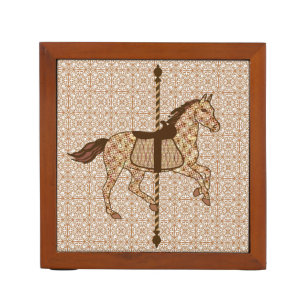 Carousel Horse - Chocolate Brown and Tan Desk Organizer